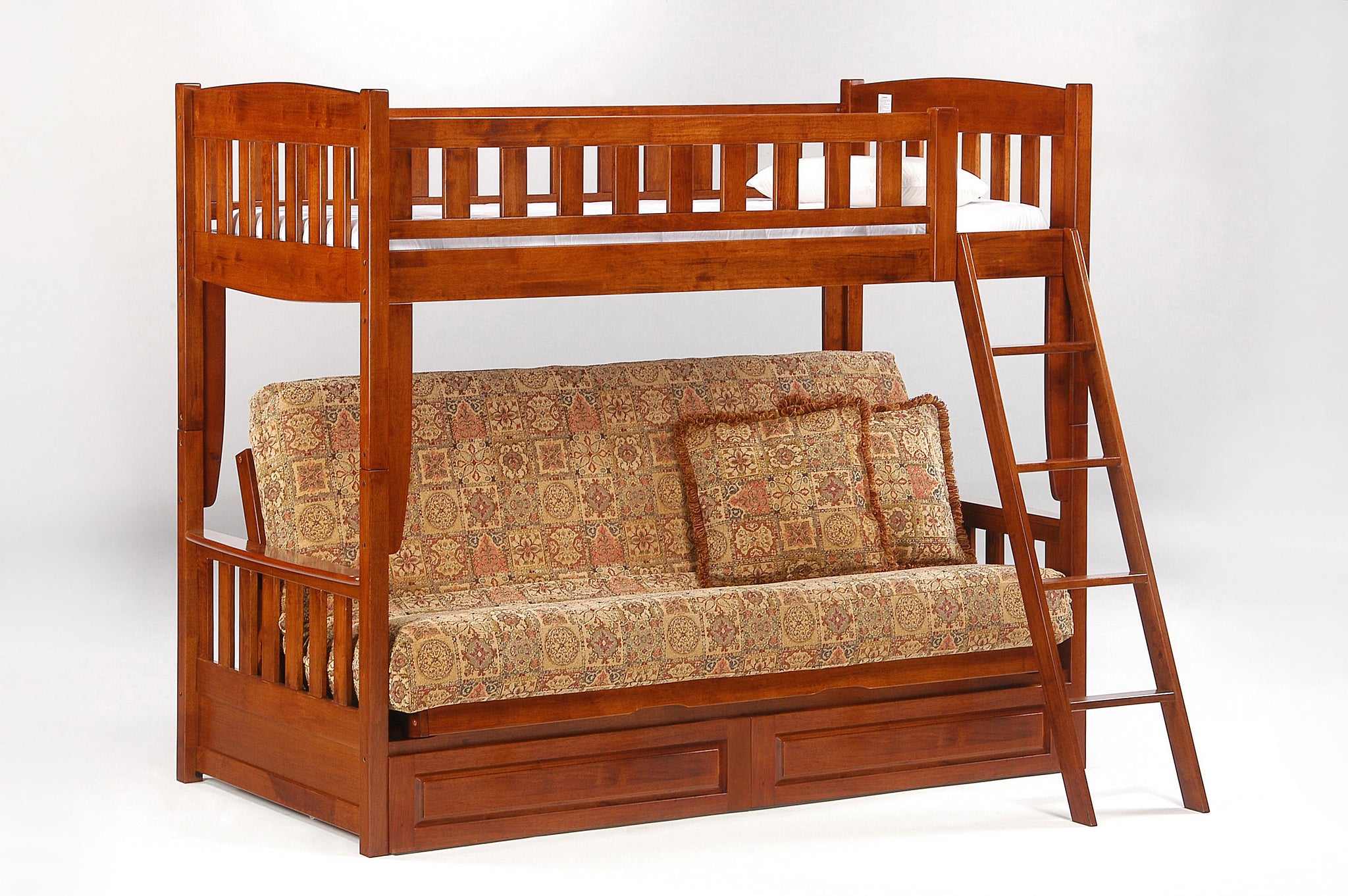 Cinnamon Futon Bunk Bed in Cherry Finish by Night & Day Furniture
