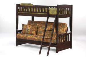 Cinnamon Futon Bunk Bed in Chocolate Finish by Night & Day Furniture