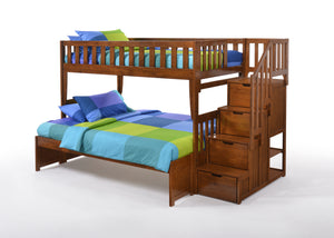 Twin/Full Peppermint Stair Bunk in Cherry Finish