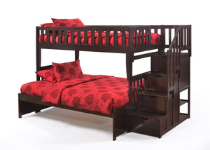 Twin/Full Peppermint Stair Bunk in Chocolate Finish