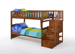 Twin/Twin Peppermint Stair Bunk Cherry Finish