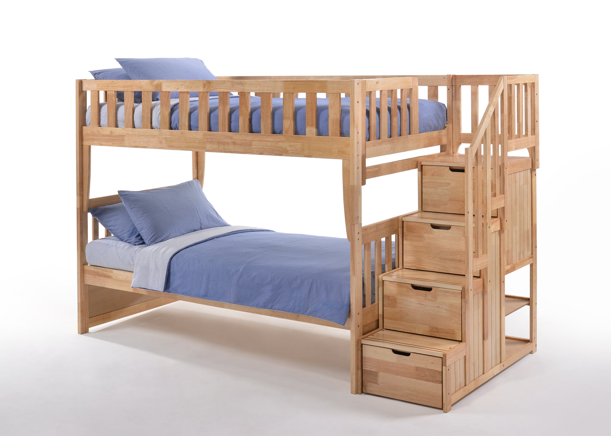 Twin/Twin Peppermint Stair Bunk in Natural Finish