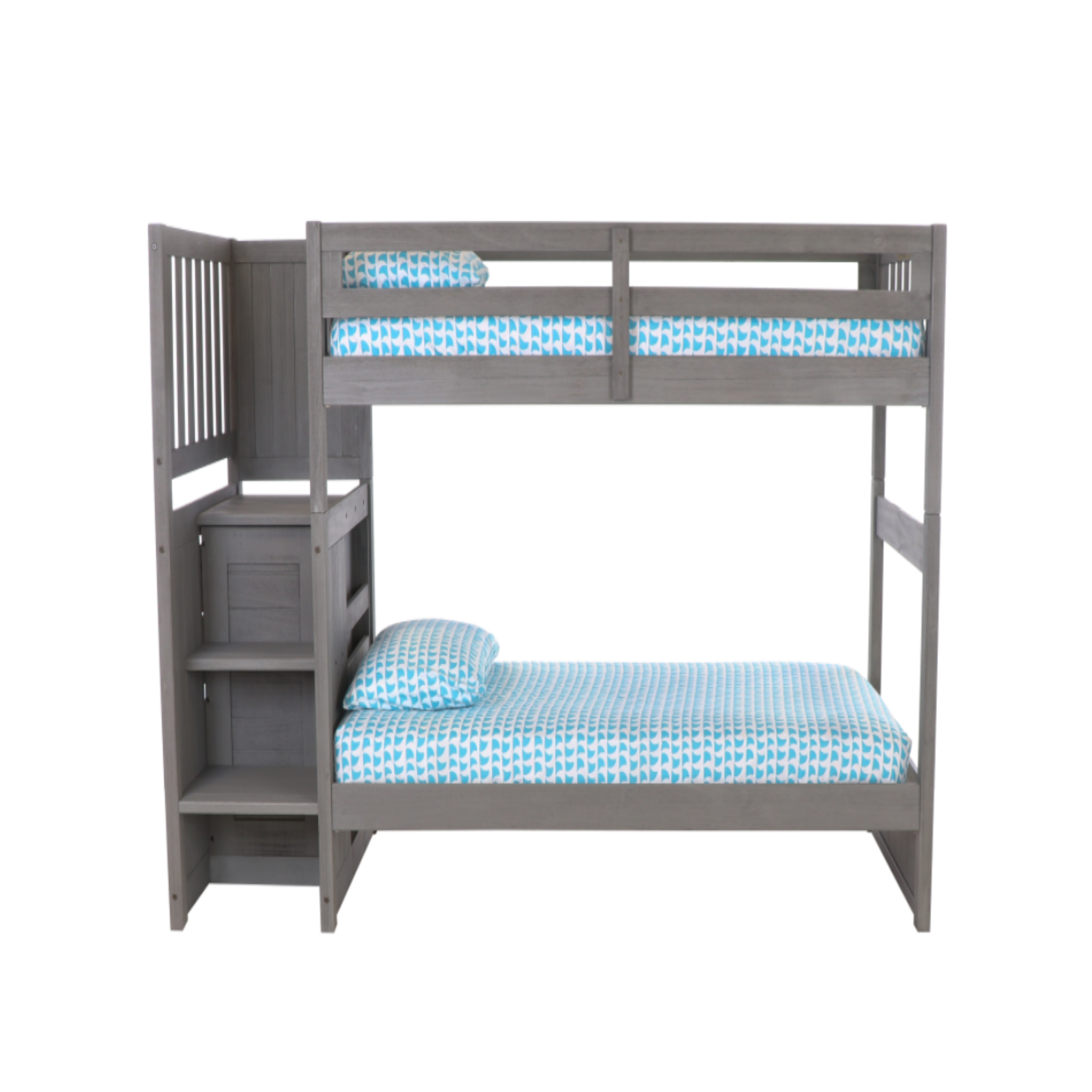 Charcoal Stair Stepper Twin Over Twin Bunk Bed