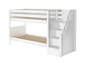 Twin Low Bunk Bed with Stairs